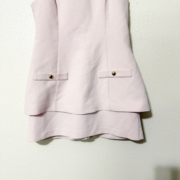Amanda Uprichard Maven Skort Layered Romper in Mochi Light Pink Gold Buttons - Picture 8 of 16